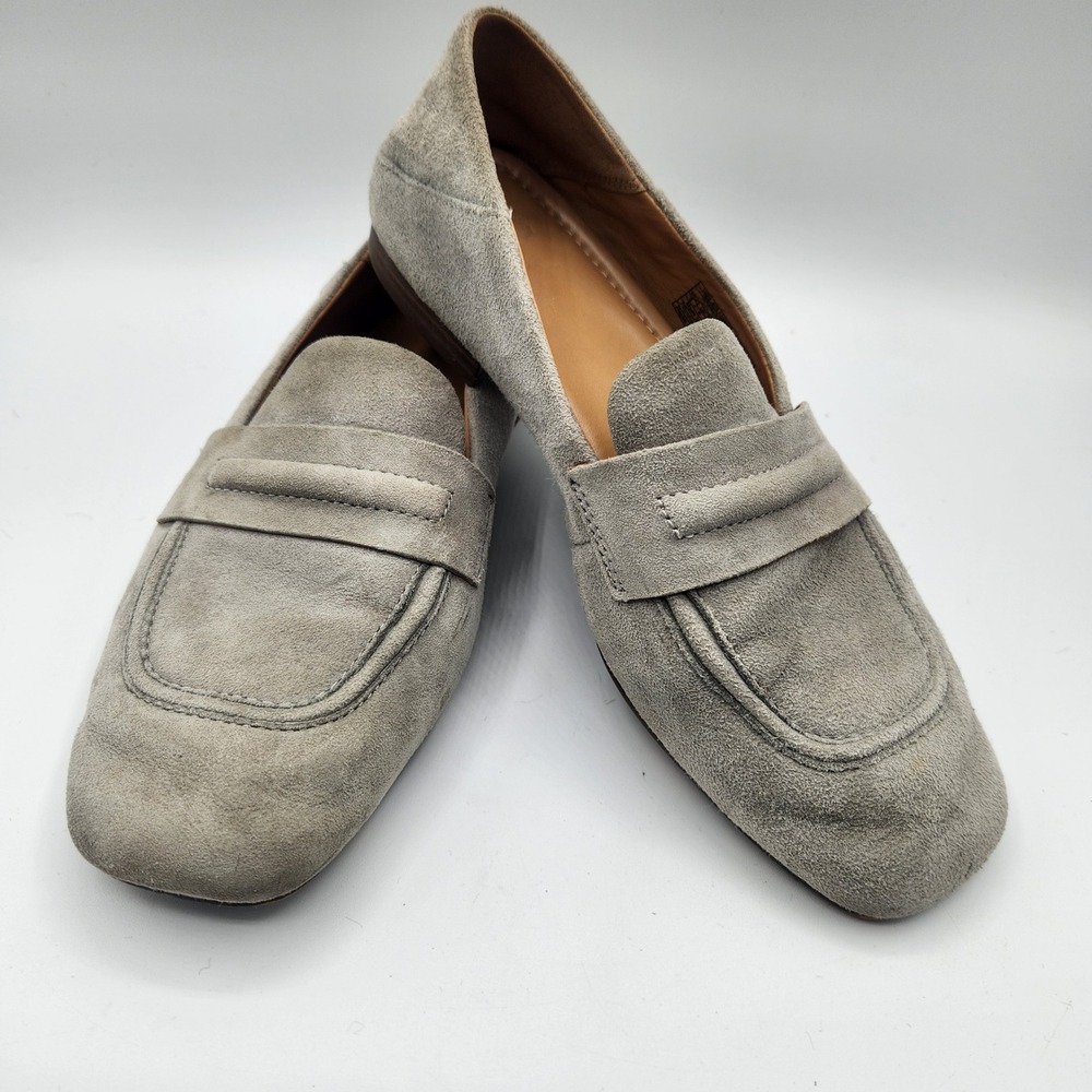 UGG Milana Grey Suede Penny Loafers Square Toe Shoes Women's Size 6 1128414